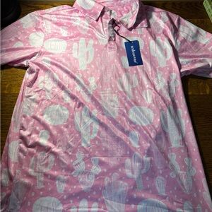 NWT Uideazone Pink Cactus Print Men's Shirt M